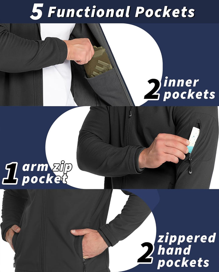 33,000ft Jacke Herren Wasserdichte Atmungsaktiv Softshelljacke - Übergangsjacke Winddichte Regenjack