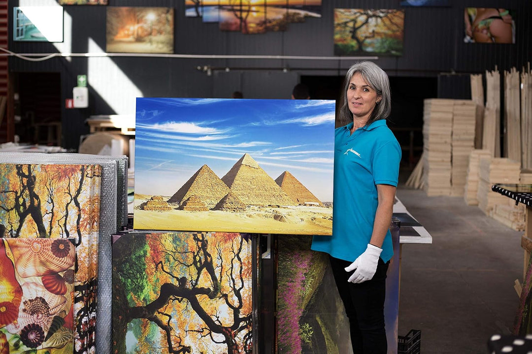Startonight Bilder Blauer Himmel und Ägypten Pyramiden, Leinwandbilder Moderne Kunst, Landschaft Wan