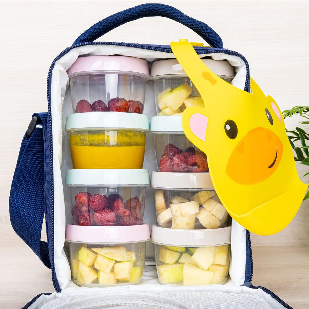 QILZO® Packung mit 24 Lebensmittelbehältern für Babynahrung 200 ml, BPA-frei, mikrowellen- und spülm