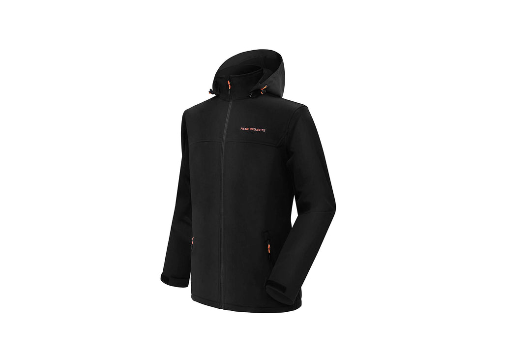 Acme Projects Mit Fleece gefütterte Softshell-Jacke für Herren mit Abnehmbarer Kapuze, wasserdicht,
