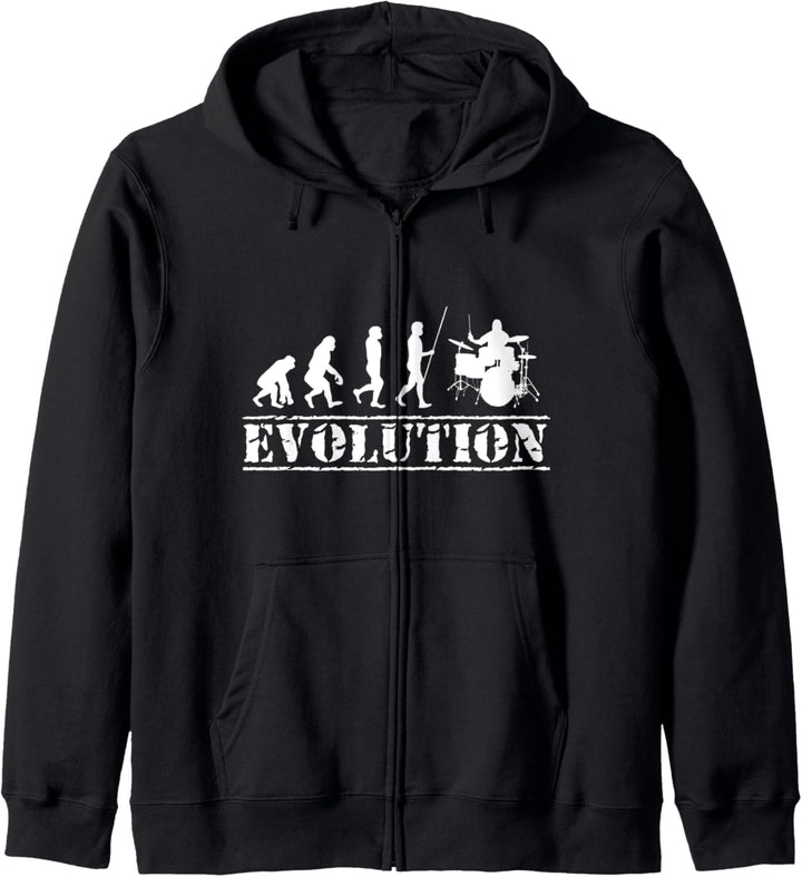 Evolution Spieler Drummer Schlagzeuger Musik Trommel Drums Kapuzenjacke