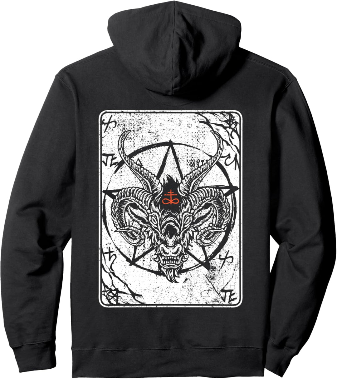 Baphomet Rückenabdruck Satan Antichrist Luzifer 666 Baphomet Pullover Hoodie