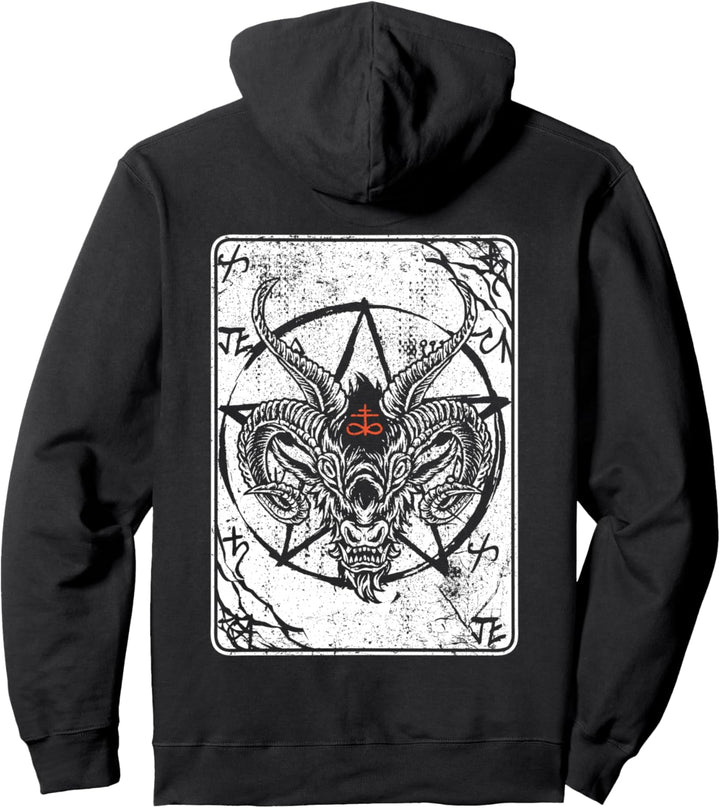 Baphomet Rückenabdruck Satan Antichrist Luzifer 666 Baphomet Pullover Hoodie