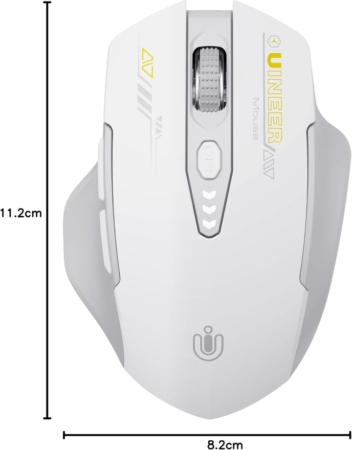 Uineer Bluetooth-Maus, Tri-Modus (BT 5.0/4.0 + 2.4 G Hz), Wiederaufladbare Ergonomische mit Sichtbar