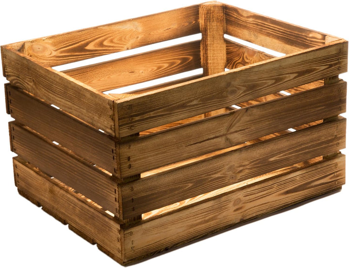 3er Set Massive Obstkiste Apfelkiste Weinkiste aus dem Alten Land 50 x 40 x 30 cm (GEFLAMMT), Geflam