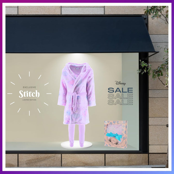 Disney Stitch Bademantel für Mädchen, Warmer und Weicher Fleece Morgenmantel Geschenk für Mädchen, G
