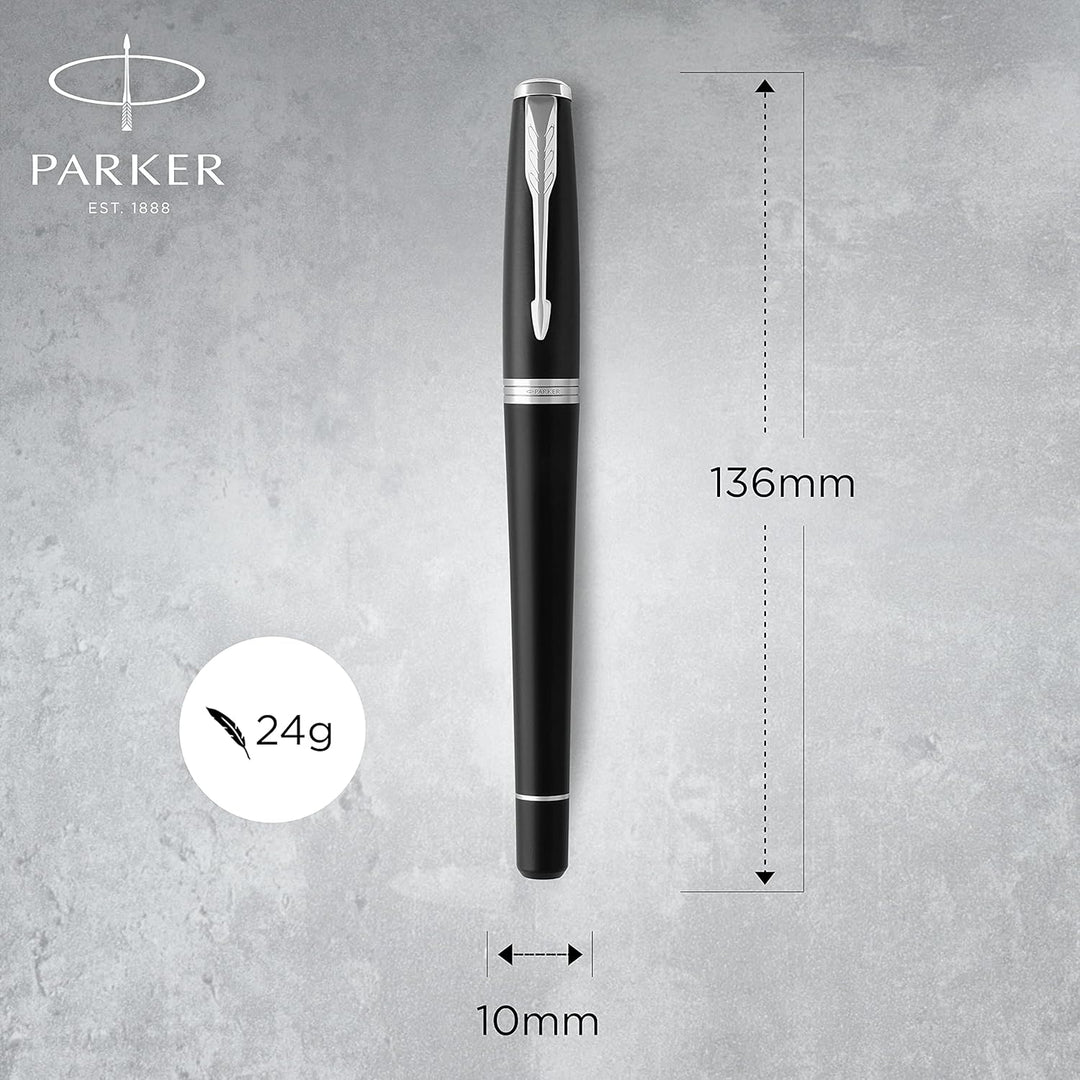 Parker Urban Füller | Muted Black mit Chromzierteilen | Füllfederhalter mit mittlerer Feder und blau