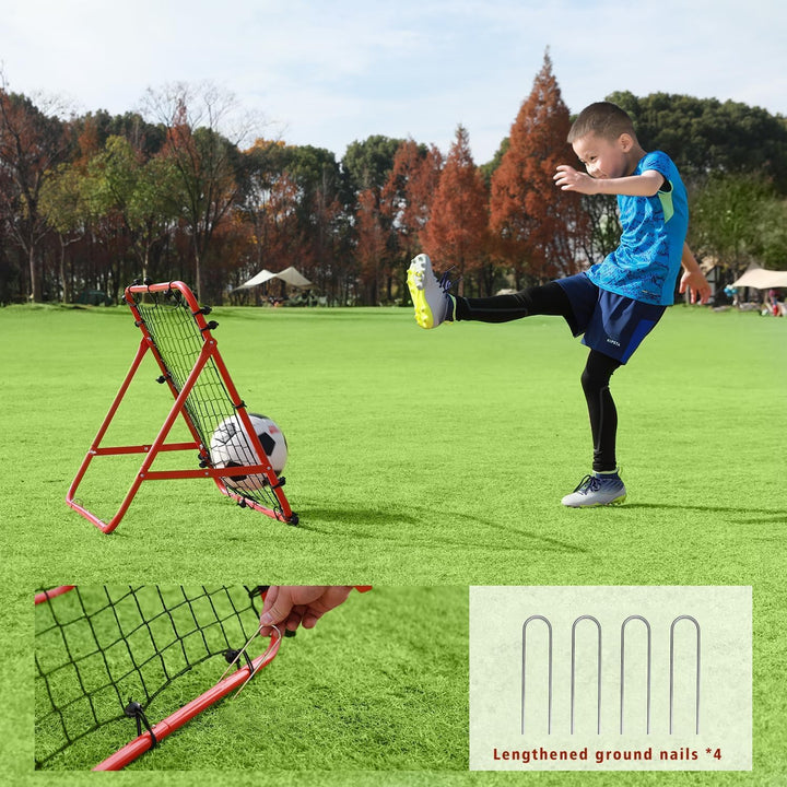 Fussball Rebound Netz Rebounder Faltbar Sports Prellwand aus Stahlrahmen Rot, 62cm x 62cm
