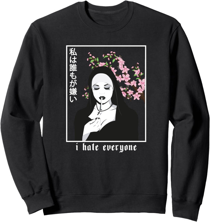 I Hate Everyone - Aesthetic Nun Soft Grunge Pastel Goth Sweatshirt