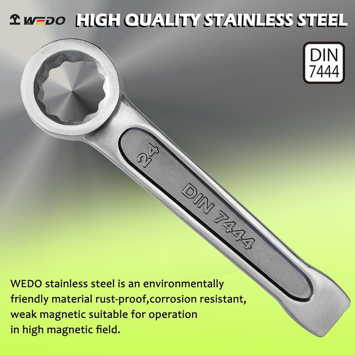 WEDO Edelstahl Schlag-Ringschlüssel,SW 22mm,Länge 155mm,Ringschlüssel,Ringschraubenschlüssel,Schraub