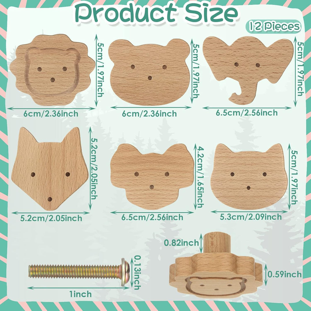 Holz-Tier-Schrankknöpfe, dekorative Holz-Kommodenknöpfe mit Schrauben, Kommode, Zuggriffe, Holz, Mar