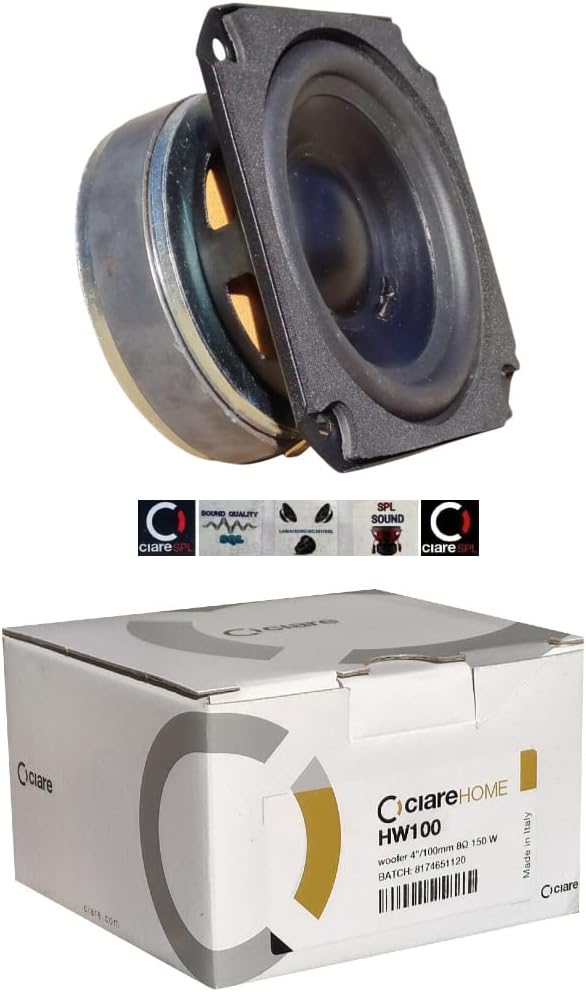 1 WOOFER CIARE HW100 HW 100 quadratischer Lautsprecher 10,00 cm 100 mm 4" 50 watt rms und 150 watt m