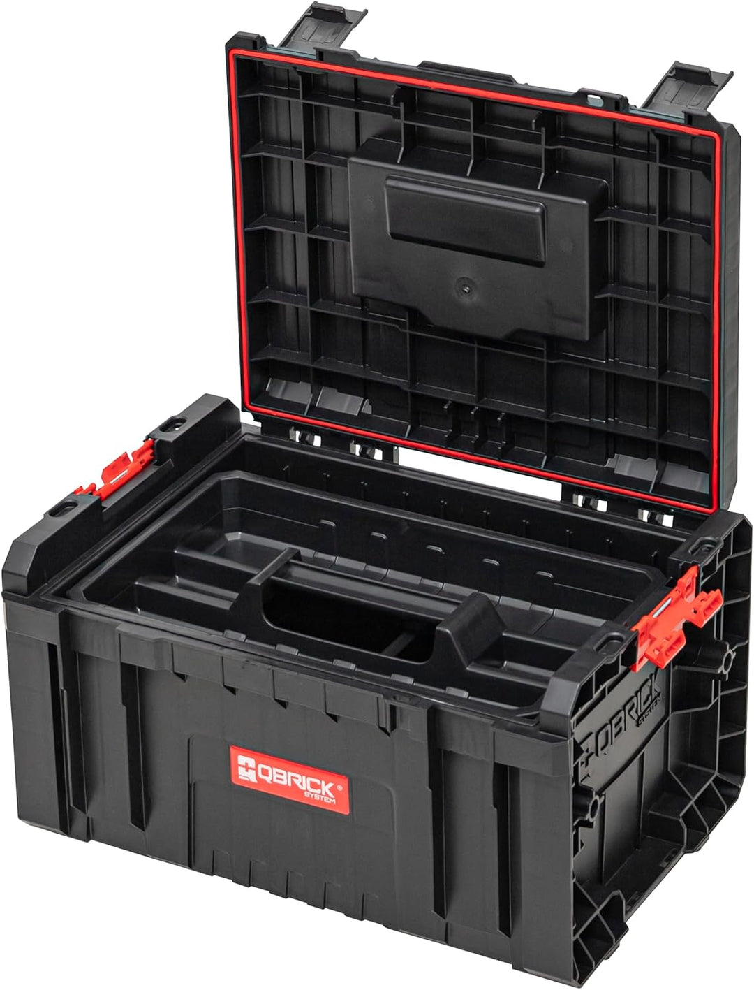 Qbrick System Werkzeugkoffer Werkzeugkasten Leer Werkzeugkiste PRO Toolbox 2.0 Schwarz Rot 450 x 334