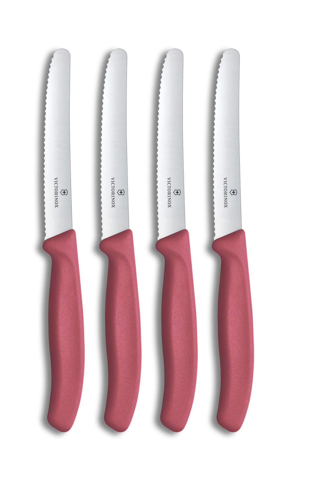 Victorinox Swiss Classic Frühstücksmesser, Brötchenmesser, Set 4teilig, Scharfe Klinge, Wellenschlif