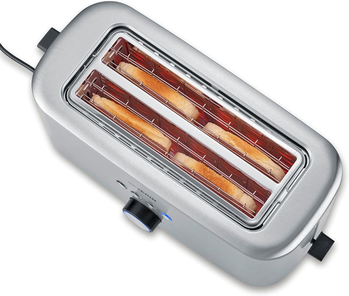 Severin Langschlitz-Toaster, 4 Brotscheiben, Brotscheibenzentrierung, 7 Stufen, Brötchenaufsatz, Abs