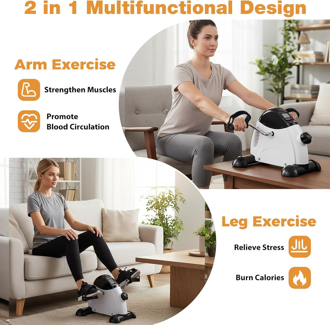 KOMFOTTEU Pedaltrainer für Arm- & Beintraining, Unter-Schreibtisch Fahrrad, Beintrainer Armtrainer m