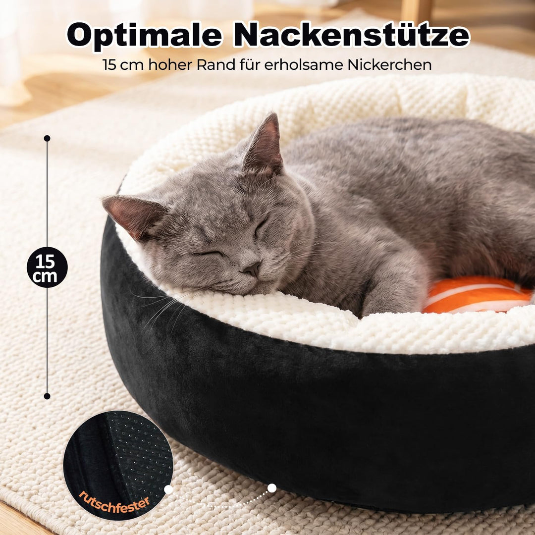 Katzenbett, Hundebett Kleine Hunde, Katzenkissen, 53x53x15cm | Sushi-Korb mit Hohem Rand, Super Flau