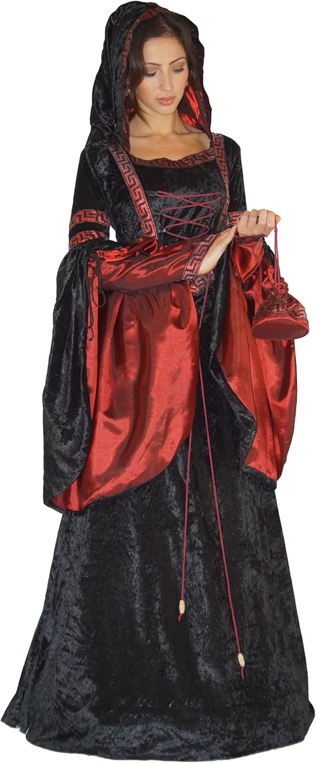MAYLYNN Vampir Kostüm Gothic Hexe Mittelalter Halloweenkostüm, Doppelgrössen:Gr. M/L ca. 40 42 M-L,