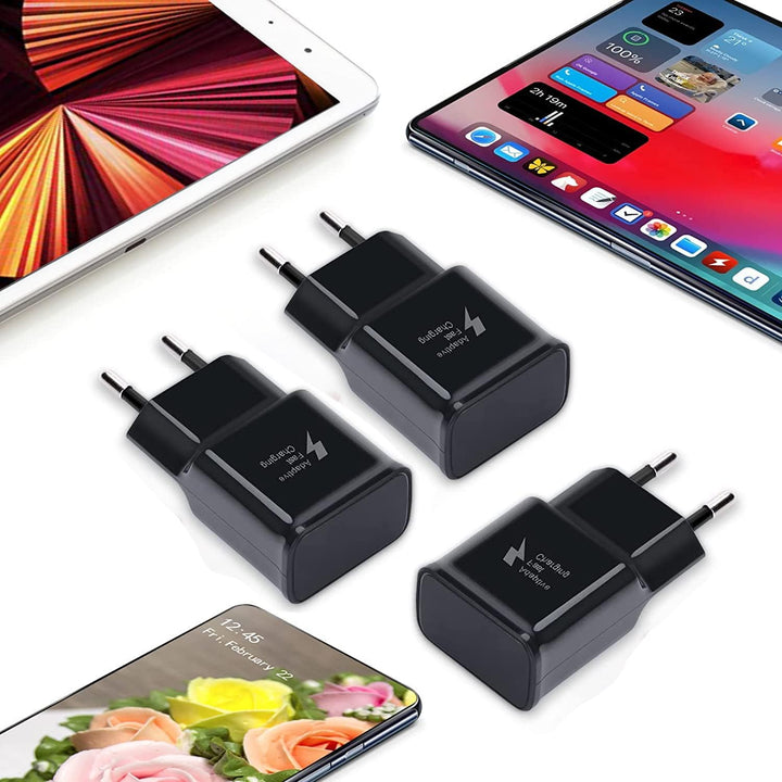 Schnellladegerät 15W Netzteil Ladeadapter für Samsung, Schwarz, 4 Stück | Schnellladegerät 15W netzt