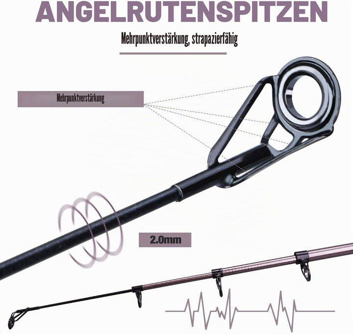 Sougayilang Teleskop-Angelrute 24 Tonnen Kohlefaser, CNC-gefräster Rollensitz, komfortabler Eva-Grif