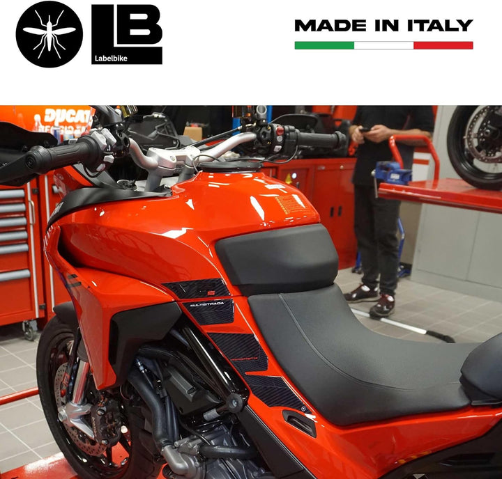 labelbike - 3D Aufkleber Motorrad Tank Seitenschutz Kompatibel mit Ducati Multistrada V2s 950 2021-2