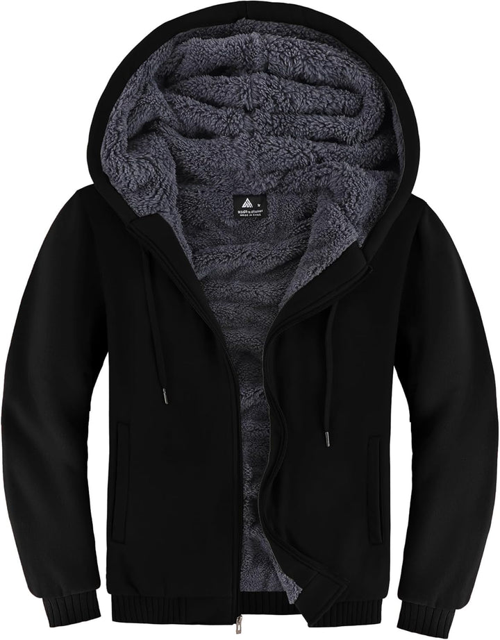 SwissWell Herren Fleecejacke Full Zip Kapuzenjacke Winter Sweatjacke mit Kapuze Gefütterte Hoodie Mä