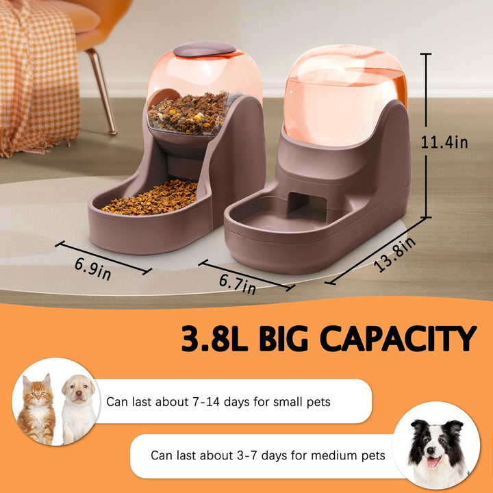 Automatisches Futter- und Wasserspender für Hunde, Katzen, Futterspender und Wasserspender, 3,8 l, 2
