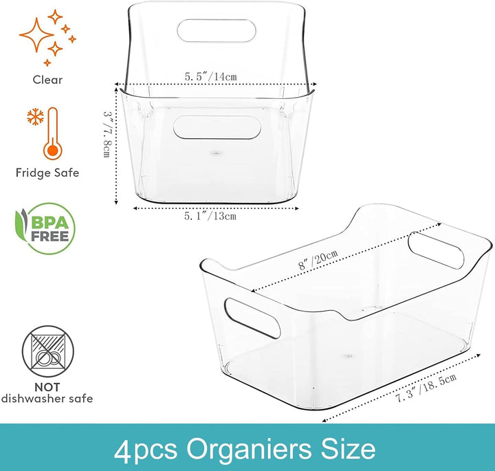 4 x transparente Kunststoff-Organizer, Aufbewahrung, vielseitige Küchenschubladen-Organizer-Tablett
