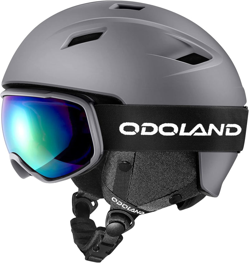 Odoland Skihelm und Skibrille Set Snowboardhelm mit Snowboardbrille für Damen und Herren Ski Goggles