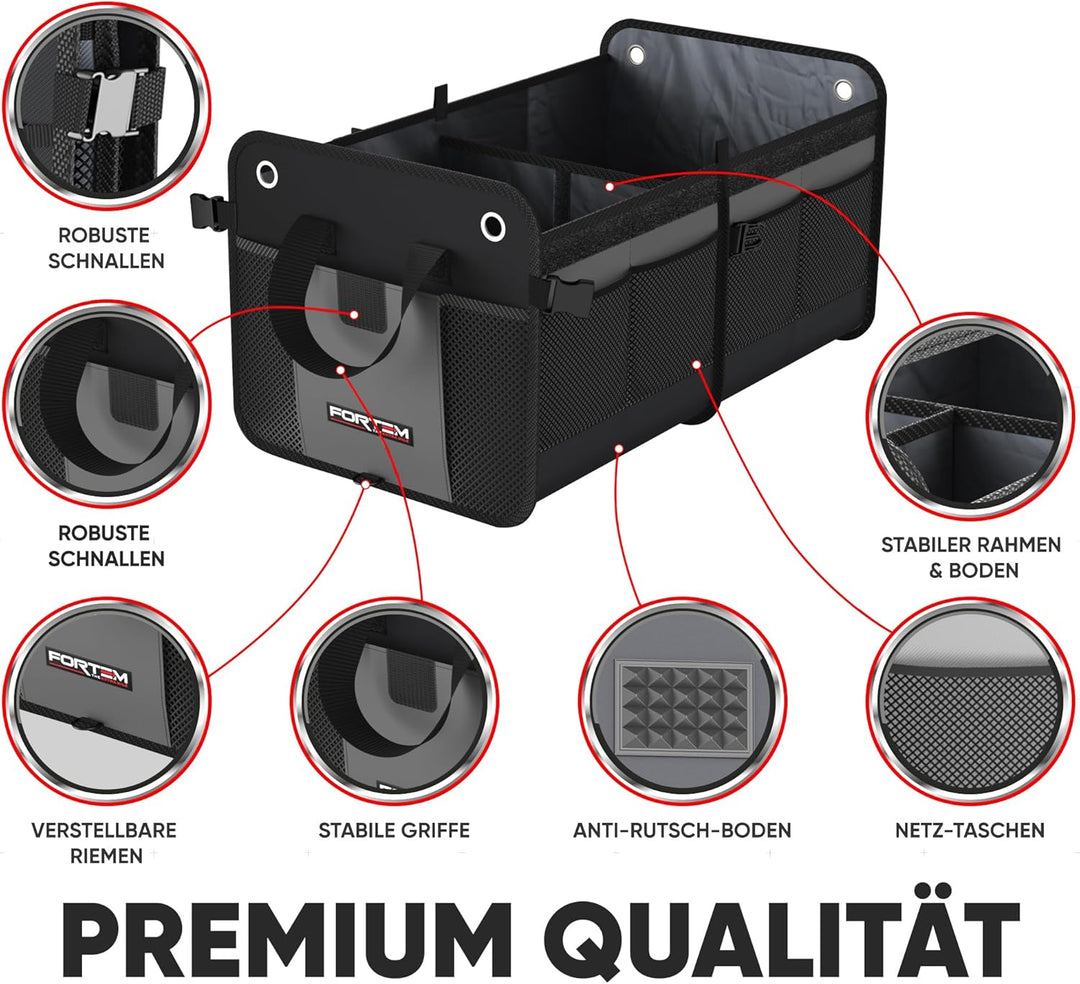 FORTEM Kofferraum Organizer, Kofferraumtasche, Zusammenklappbarer Auto Organizer Kofferraum mit Fäch