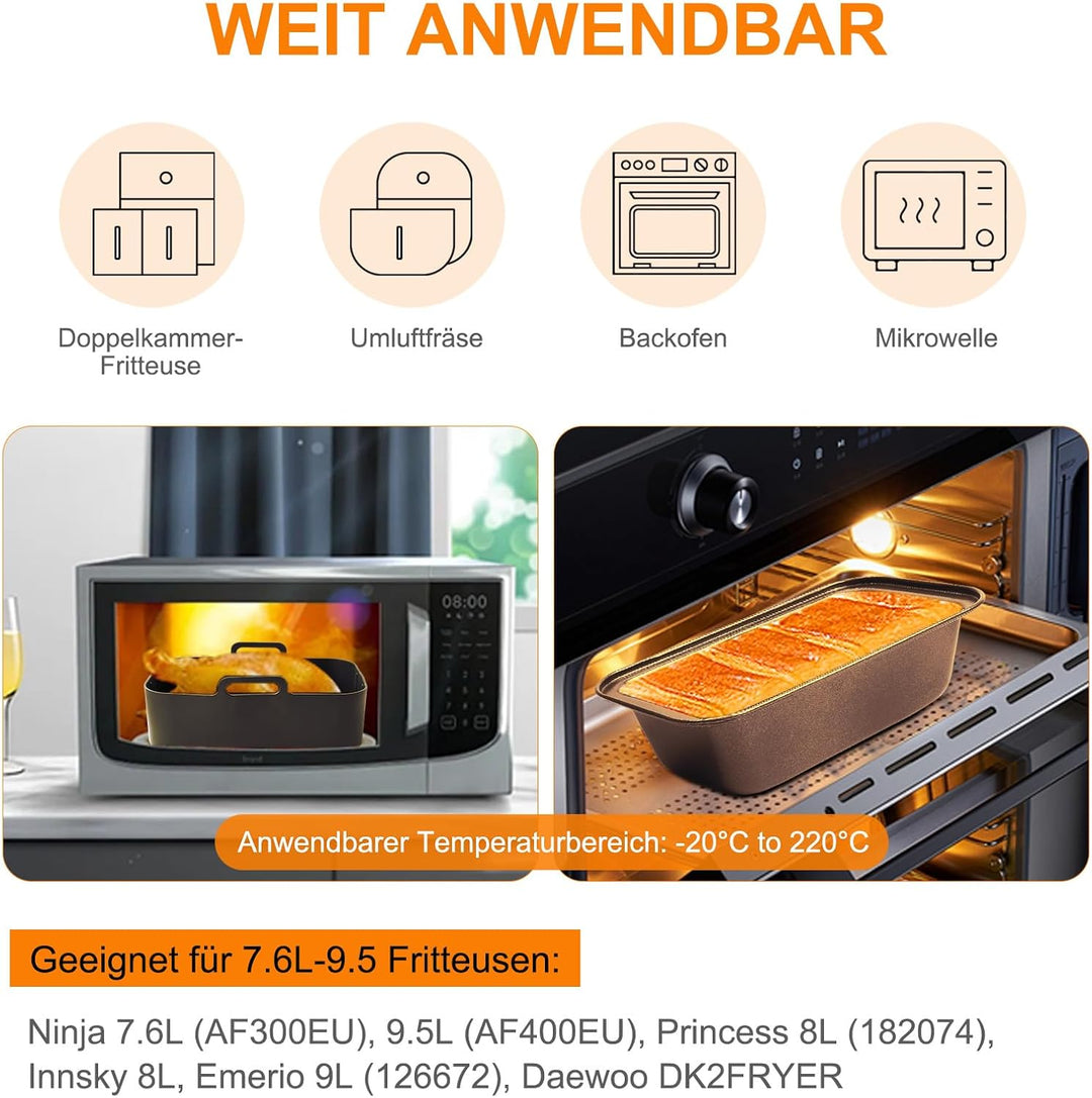 19PCS Zubehör Heissluftfritteuse für Ninja Foodi AF400EU AF300EU AF500EU, Airfryer Zubehör Silikonfo