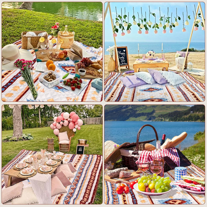 LARUTAN Extra grosse, wasserdichte Picknickdecke, 200 x 300 cm, faltbare Stranddecke mit Tragegriff,