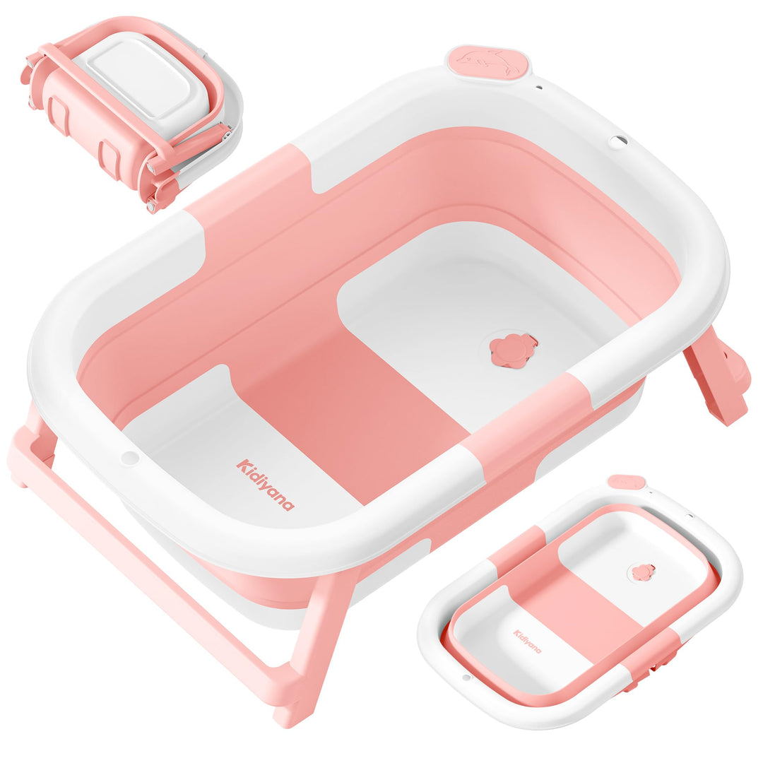 Baby Badewanne faltbar mit Gestell, stabil und rutschfest, platzsparend klappbar, mit Ablauf, PP & T