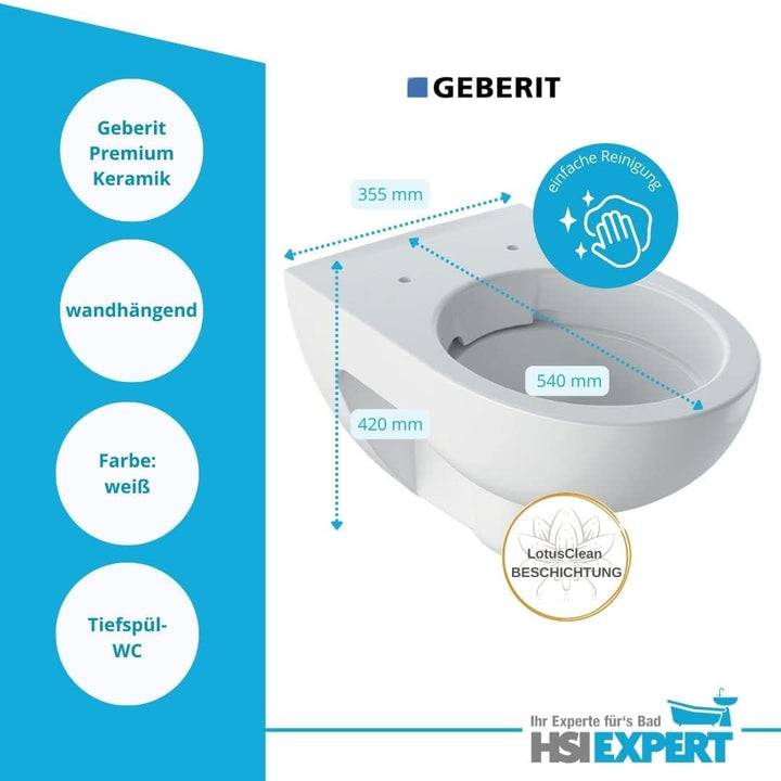 Geberit Renova Nr. 1 WC spülrandlos Tiefspüler inkl. Sitz mit Absenkautomatik und Beschichtung