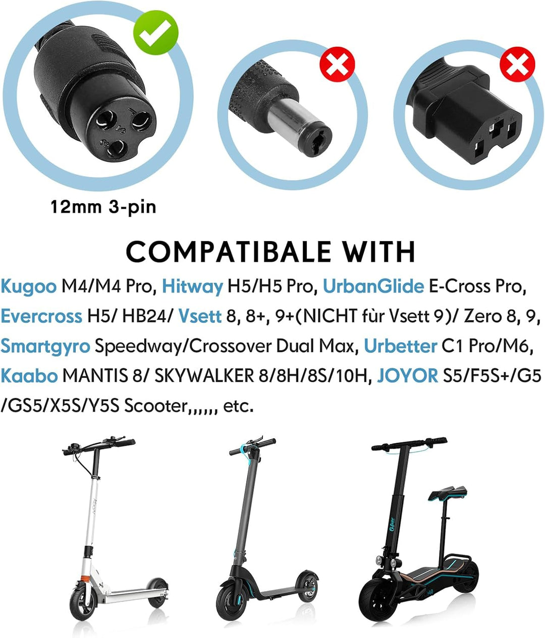 54.6V 2A Ladegeräte für Elektroroller für Kugoo M4/M4 Pro，UrbanGlide E-Cross Pro，48V E Scooter Unive