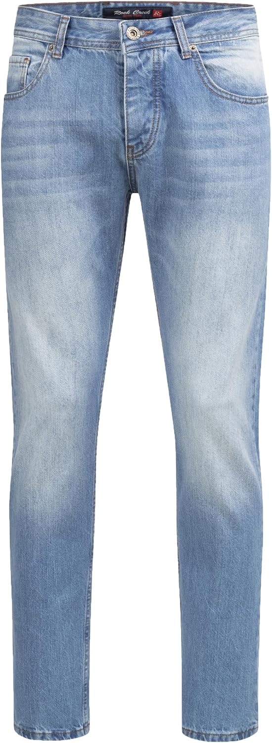 Rock Creek Herren Jeans Hose Denim Blau Straight-Cut Gerades Bein RC-2091 29W / 30L Hellblau - Rc-31