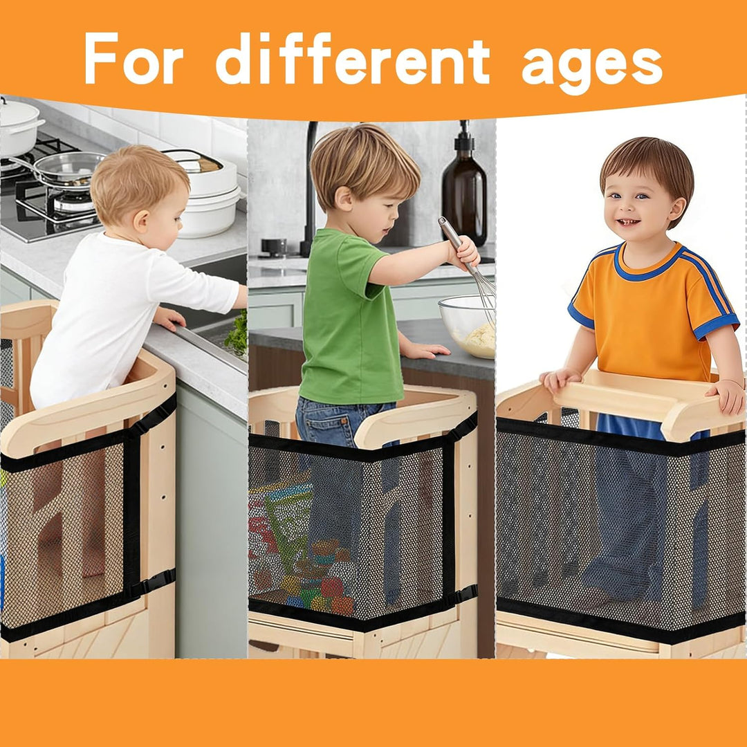 Sicherheitsnetz für Kleinkinderturm, 110x45cm Doppelschichtiges Schutznetz für Lernturm & Küchenhelf
