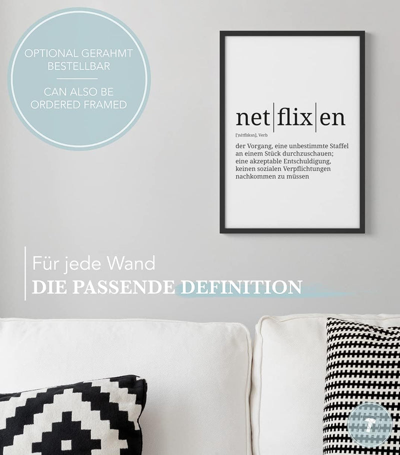 Papierschmiede® Definition: netflixen, DIN A1 (59x84 cm), XXL Poster für Wohnzimmer, Schlafzimmer, K