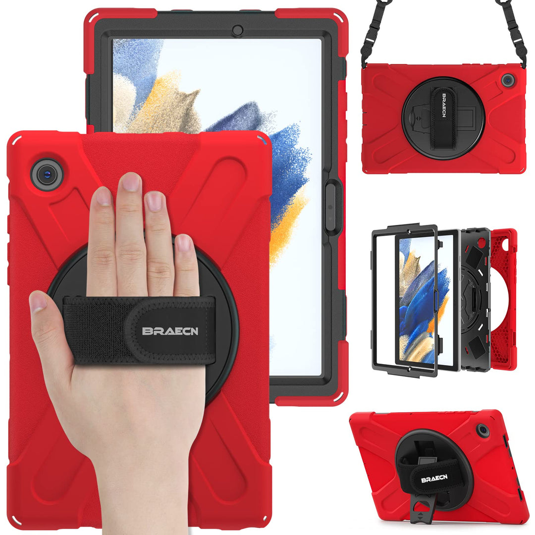 BRAECN für Galaxy Tab A8 Hülle - Samsung Galaxy Tab A8 10.5" 2021 Rot | Stossfeste Schutzhülle, 360°