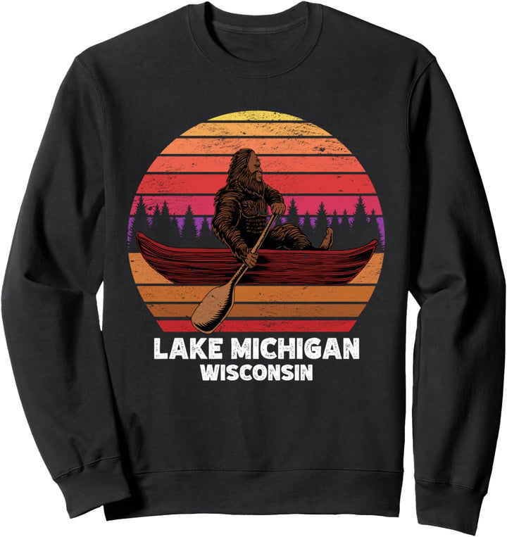 Bigfoot Angeln See Kanufahren Lake Michigan Wiconsin Sweatshirt