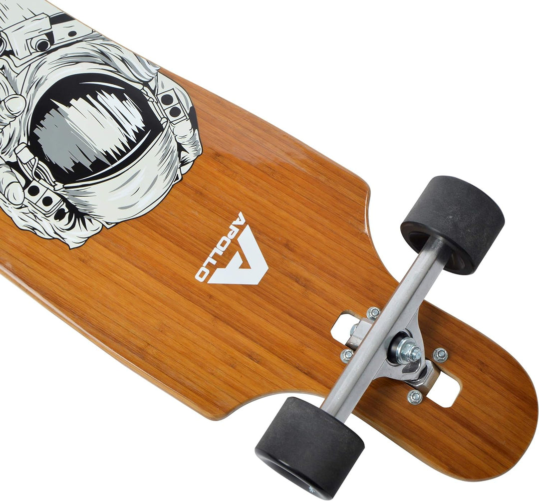 Apollo Longboard, Komplettboard mit Deck aus Bambus &amp; Fiberglas, High-End Board mit ABEC 9 Kugellage