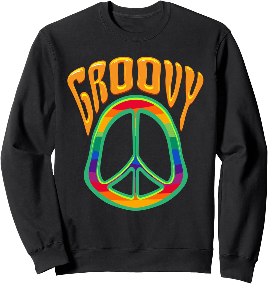 Groovy Peace Zeichen Hippie 60er 70er Jahre Retro Bohemian Sweatshirt