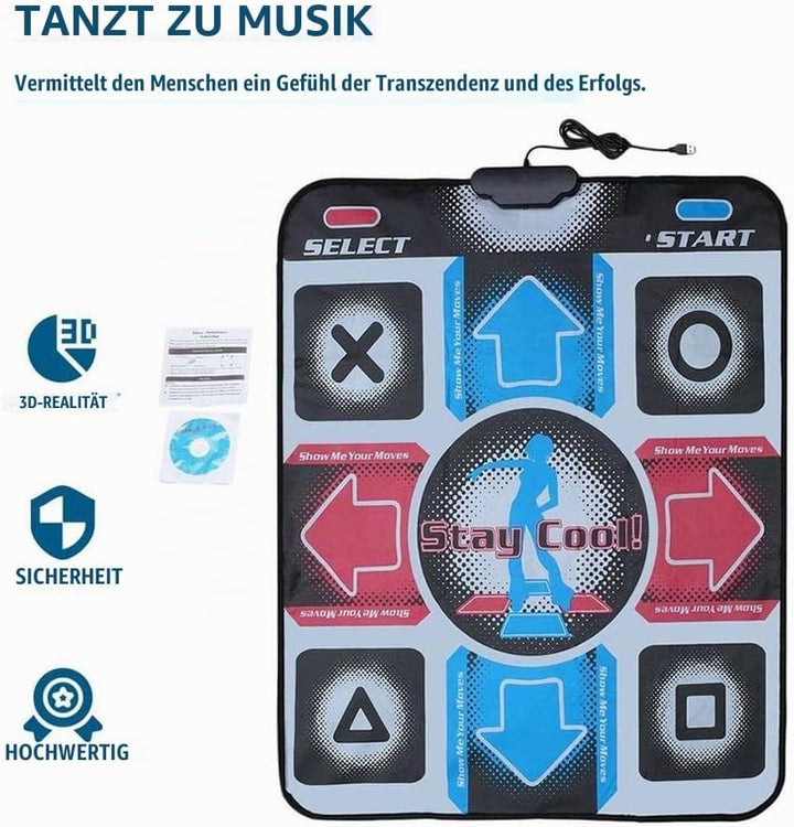Dance Mat Tanzmatte rutschfest Abriebfest, DDR USB Dancing Pad, Fitness Körperformung Tanz Matte Kom