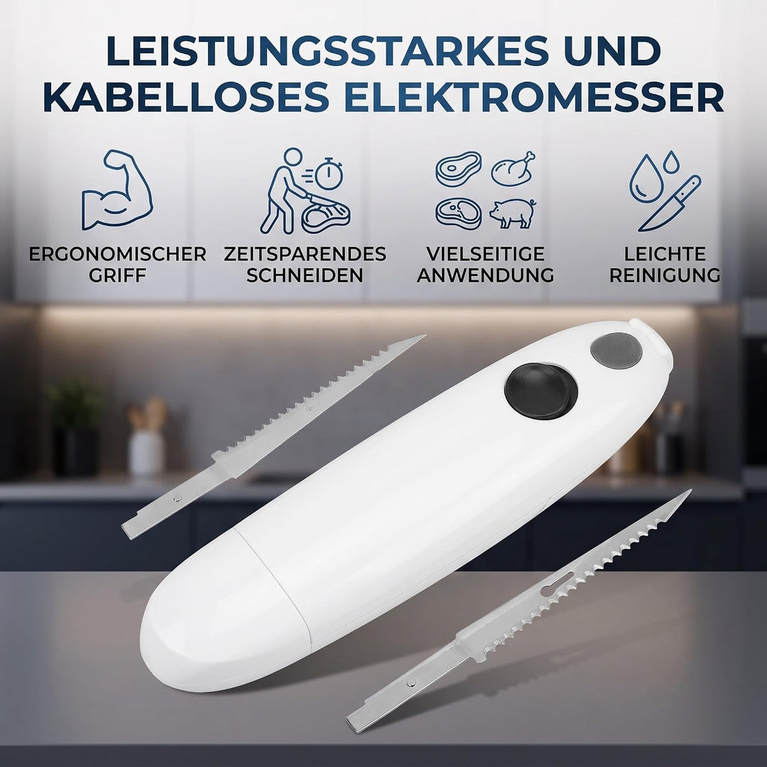 Elektrisches Messer Kabellos, Elektromesser für Fleisch Filetmesser Edelstahl Steakmesser Tranchierm
