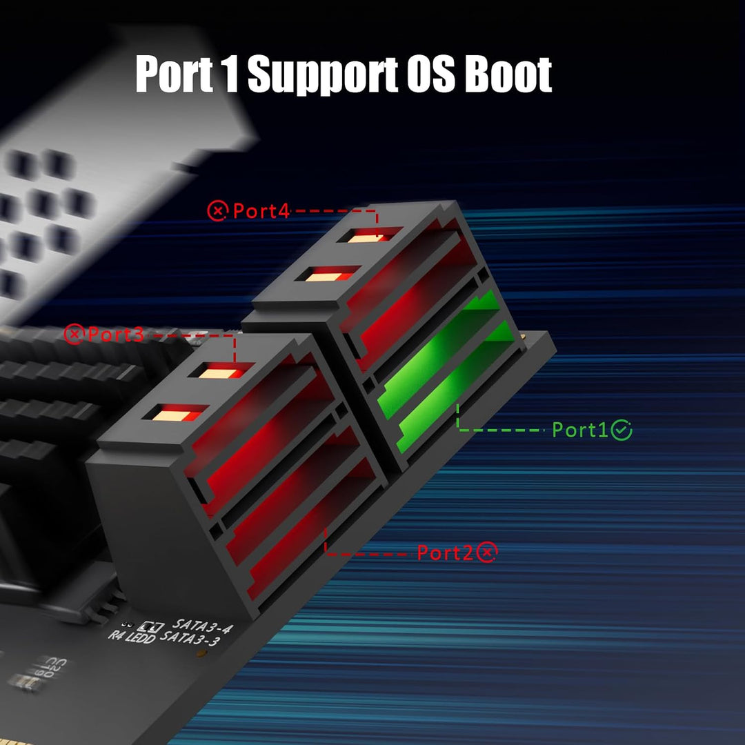 GLOTRENDS SA3234-C 4-Port PCIe X4 SATA Erweiterungskarte mit SATA- und Stromkabeln, kompatibel mit W