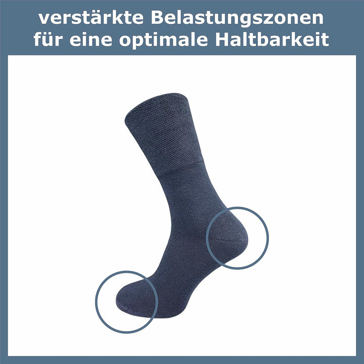 GAWILO 10 Paar PREMIUM Socken ohne drückende Naht | Damen &amp; Herren | gekämmte Baumwolle | extra weit