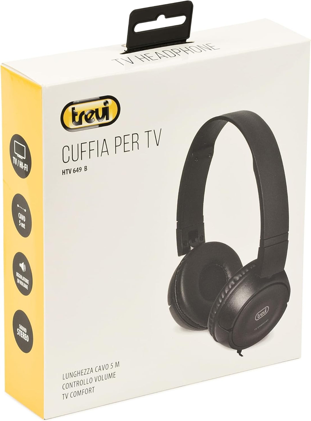 Trevi HTV 649 B Stereo-TV-Kopfhörer mit bequemem und leichtem Kabel, integrierte Lautstärkeregler, h