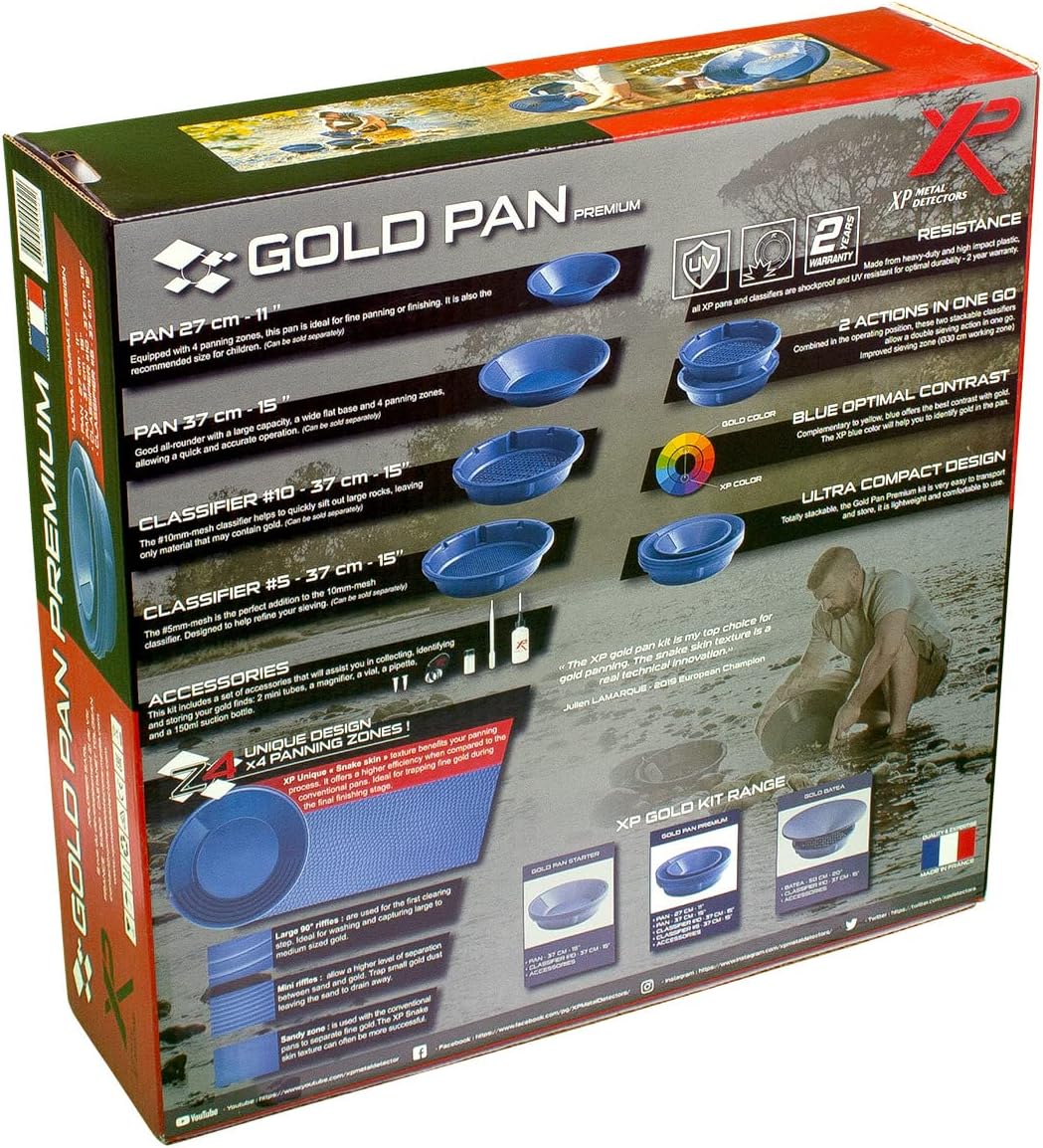 XP Metal Detectors Gold Pan Premium Kit - Ideal für erfahrene Goldgräber - mit Zwei XP Gold-Schalen,