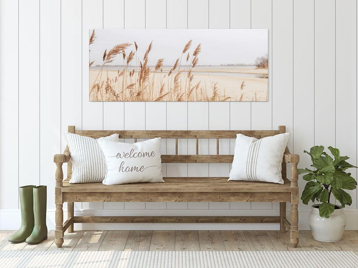 artissimo, Glasbild XXL, 125x50 cm Querformat, AG5392A, Strand und Meer: Gräser, Bild aus Glas gross