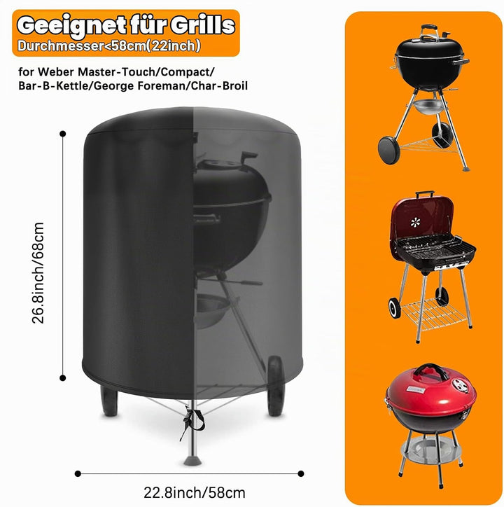 Abdeckung für Weber Kugelgrill 47cm Abdeckhaube Grill 47 cm, 500D Oxford Wasserdicht Winddicht Hülle